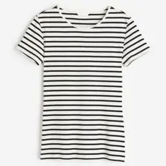 【H&M】リブTシャツ Sサイズ 美品 ボーダー マリンのサムネイル