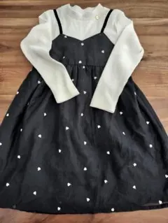 ハート柄リボン付きワンピース 120cm