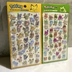 【韓国限定】ポケモン　3D クリスタルステッカー　ピチュー　ニャオハ　2種セット