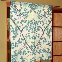 【期間限定20％OFF！】季節のインテリアのれん　注染日本手拭い　楓に鳥