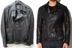 極美品バーバリーブラックレーベル ラムレザー ダブルライダース ジャケットM 黒