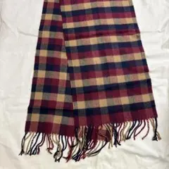 赤とベージュとネイビー　チェック柄マフラー