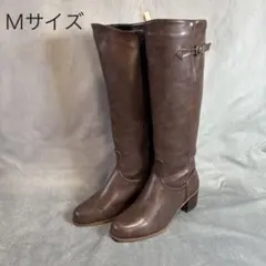 M SESTO セスト ロングブーツ ブラウン 太ヒール 合成皮革 ベルト