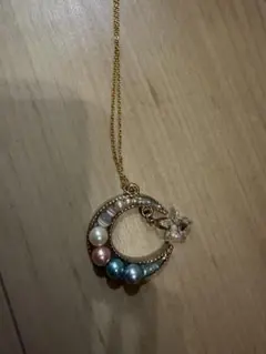 ハンドメイド　作家　ネックレス　アンティーク　三日月