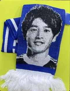 未使用❀内田篤人デザイン サッカー応援マフラー・青