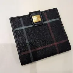 【BURBERRY】バーバリー　二つ折り革財布　紺色　男女兼用