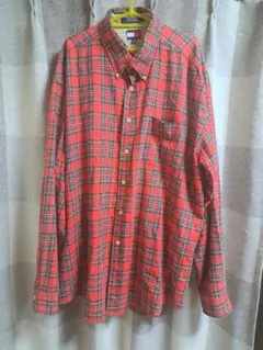 美品　TOMMY HILFIGER 　赤チェック シャツ メンズ　XXL