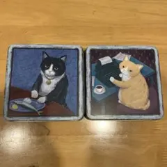 カルディ　猫　スクエア缶 2個セット