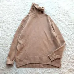 現行 ユナイテッドアローズ カシミヤ混 タートル ハイネックニット リブ F