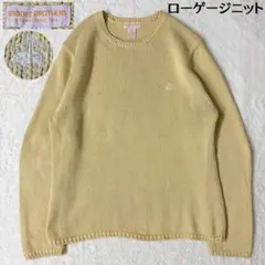 70s✨ブルックスブラザーズ ローゲージニット コットン ロゴ刺繍 イエロー Mのサムネイル