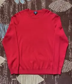 美品【UNIQLO】100%カシミヤ　クルーネックセーター　レッド　Mサイズ