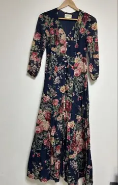 ラルフローレン★フラワープリントマキシドレス ネイビー