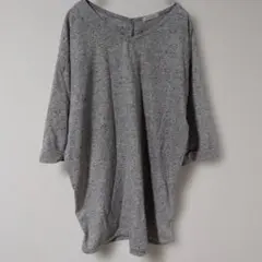 CINEMA CLUB【L】トップス　五分袖　チュニック　カットソー　グレー