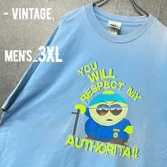 レア《サウスパーク》ビッグプリントTシャツ 半袖/ブルー/メンズ2〜3XL 