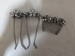 ヘアアクセサリー 3点セット かんざし コーム クリスタル