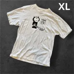 Friday the 13th ホラー 猫 Tシャツ 白　おもしろTシャツ　XL