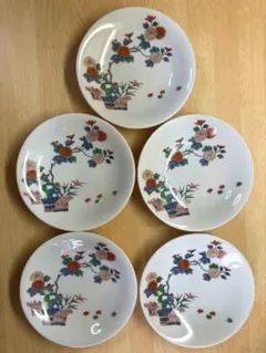 小皿　有田焼　哲山作　花模様　陶器皿　５枚セット