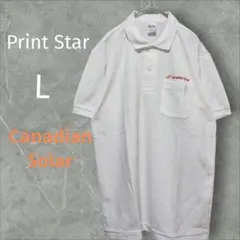 プリントスター☆半袖ポロシャツ【L】ホワイト☆カナディアンソーラー☆トップス☆のサムネイル