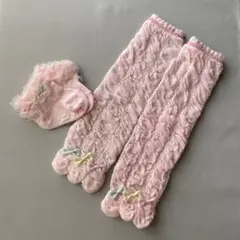 ピンク リボン付き ベビーレッグウォーマー　mezzopiano 靴下　7〜9