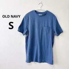 Tシャツ 【S】クルーネック 半袖 ポケット 青 綿 普段使いのサムネイル