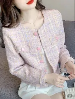 新品未使用タグ付き SHEIN シーイン ツイードジャケット Mサイズ　ピンク