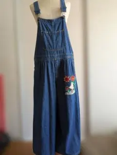 刺繍デザイン デニムオーバーオール