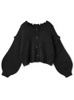 GRL 前後2Wayダメージ加工ショート丈ニットカーディガン ブラック