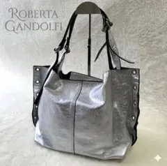 【最終価格】ROBERTAGANDOLFI レザートートバッグ y2k シルバーのサムネイル