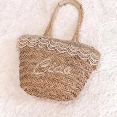 かごバッグ ストローバッグ 刺繍入り - メルカリ
