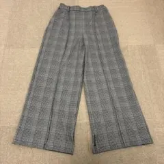 チェック柄ワイドパンツL