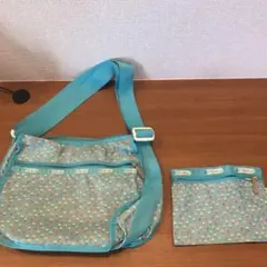 レスポ　小花柄　ブルー　ショルダーバッグ