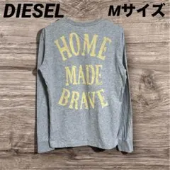 DIESEL ディーゼル ロンT グレー M ロゴプリント カットソー 綿100
