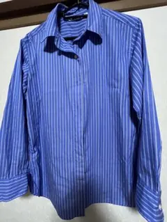 UNIQLO 青と白のストライプ 長袖シャツ M