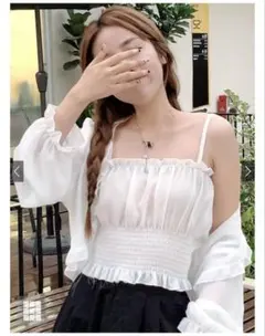 フリルシアーボレロXシャーリングキャミソールアンサンブル[at1885]