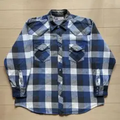 90s BIG MAC ヘビーネルシャツ ブロックチェック 青黒白