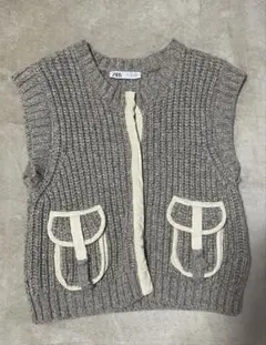 ZARA ザラ ポケットコントラストニットベスト