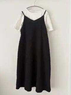 マタニティ＊ブラックキャミワンピースとホワイトTシャツセット