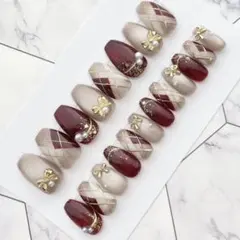 2567.（全サイズ現品販売）マグネット×アーガイルネイルチップ