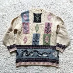 ヴィンテージ☆benetton イタリア製 カントリーデザインニット