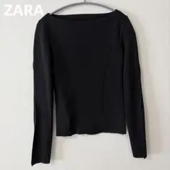 ZARA ボートネック　ブラック 長袖 トップス　スリットスリーブのサムネイル