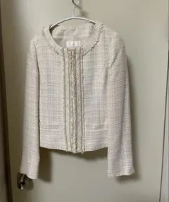 ノーカラージャケット7号ベージュ、クリーム