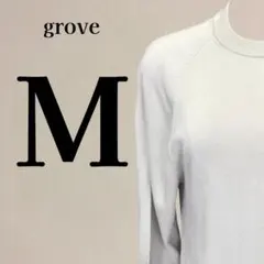 【美品】グローブ grove 洗える薄手ニット 長袖 M グレージュ