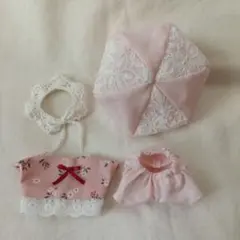 【Sale】ぬい服　ちびぬい服　ピンク花柄コーデ　NO55