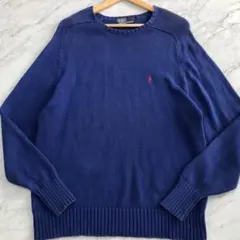 【80s〜90s】Ralph Lauren ニット ポニー ブルー ナイガイ