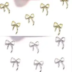 リボン　蝶　結び　シルバー　メタル ネイル パーツ　デコ アート