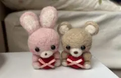 ぬいぐるみ　うさぎ・クマ（バレンタイン/カップル/ハートモチーフ）　２個セット