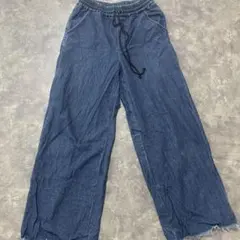 AZUL デニム　ワイドパンツ フリンジ裾
