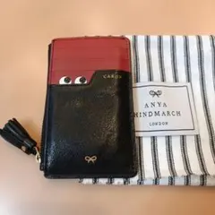 ⭐️未使用級⭐️　アニヤハインドマーチ　アイズ　二つ折り財布　ブラック　レザー ANYA HINDMARCH（アニヤ・ハインドマーチ） 二つ折り財布 Peeping Eyes