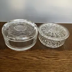 ガラス製蓋付き容器2個セット