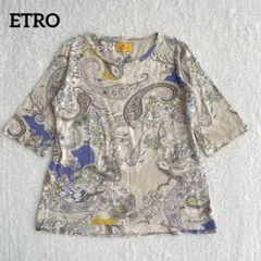 ETRO エトロ ペイズリー柄 総柄 カットソー Mリネン 綿 半袖 ティアードのサムネイル